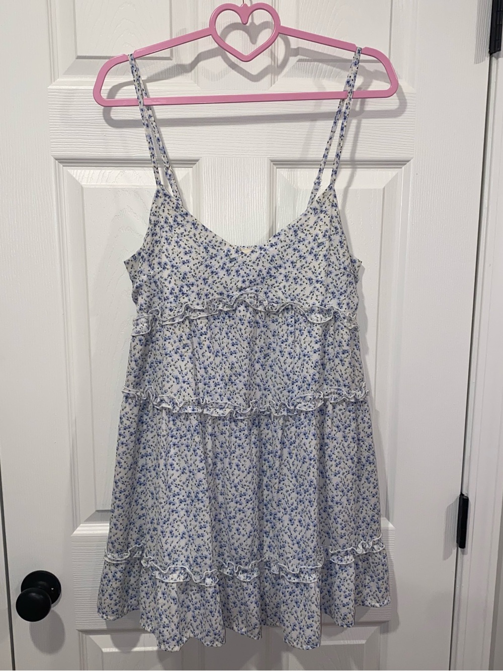 Altar'd State White and Light Blue Floral Mini Dress
